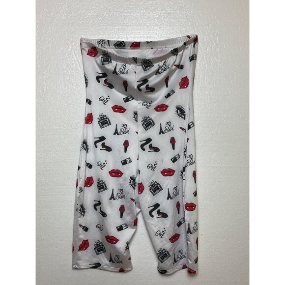 Fashion Nova White Strapless Romper W/ Fun Lipstick & Eye Print Sexy Bodycon XL - Picture 2 of 3